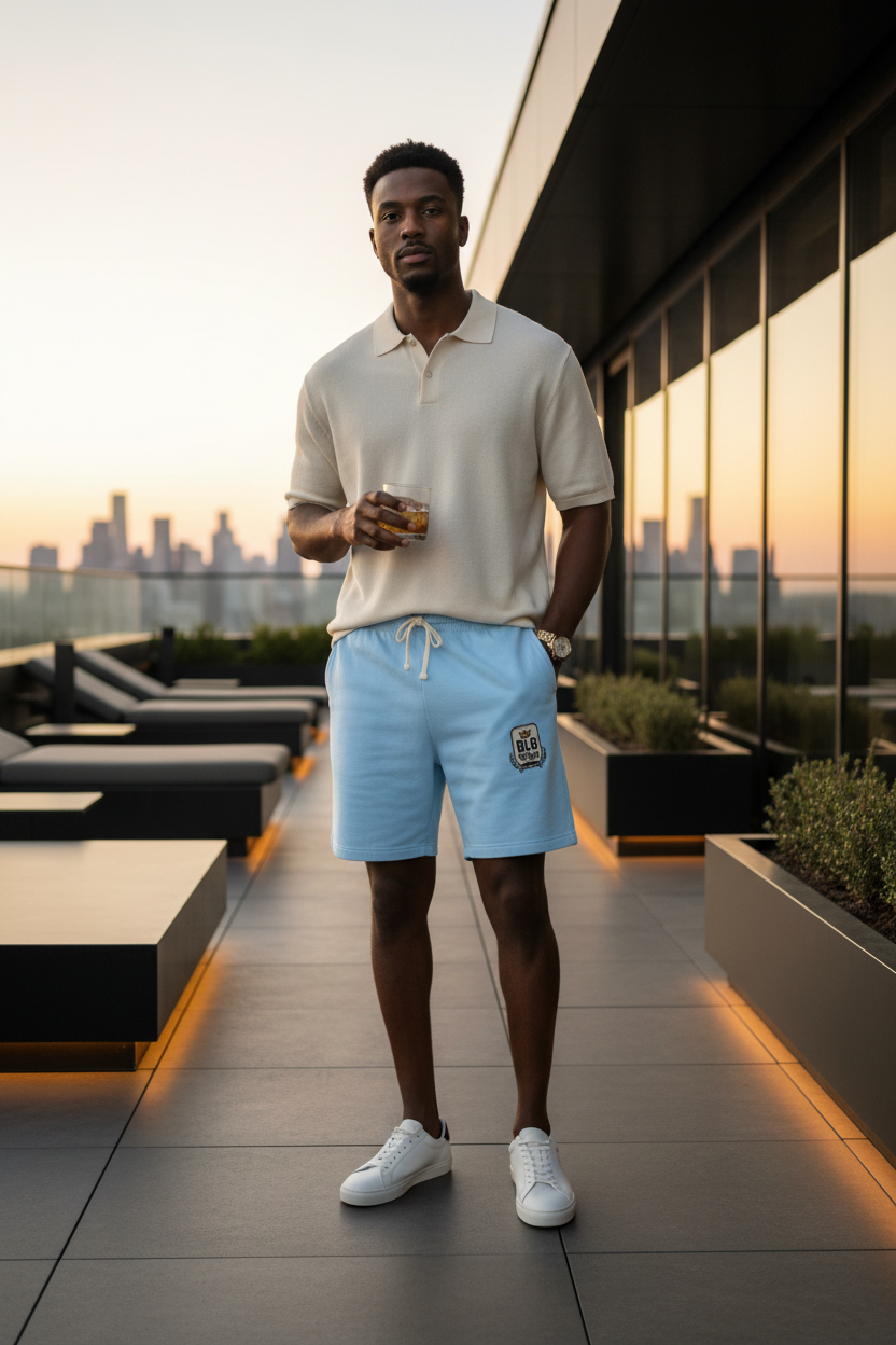 Fleece Sweat Shorts — BLG Kings Patch Casual Lounge Shorts